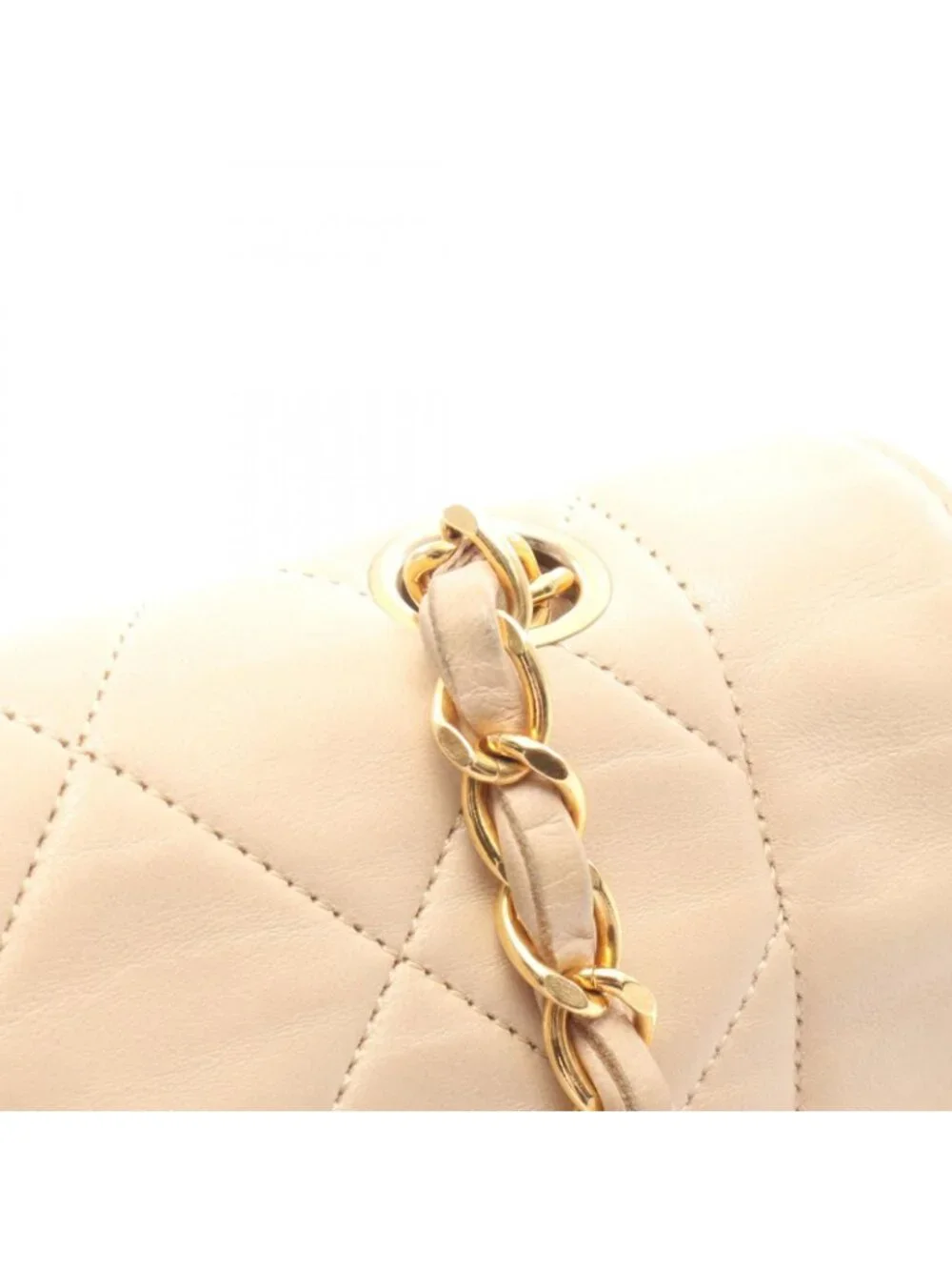 Chanel Shoulder Bag Quilted Diana Flap Light Beige Lambskin Chain